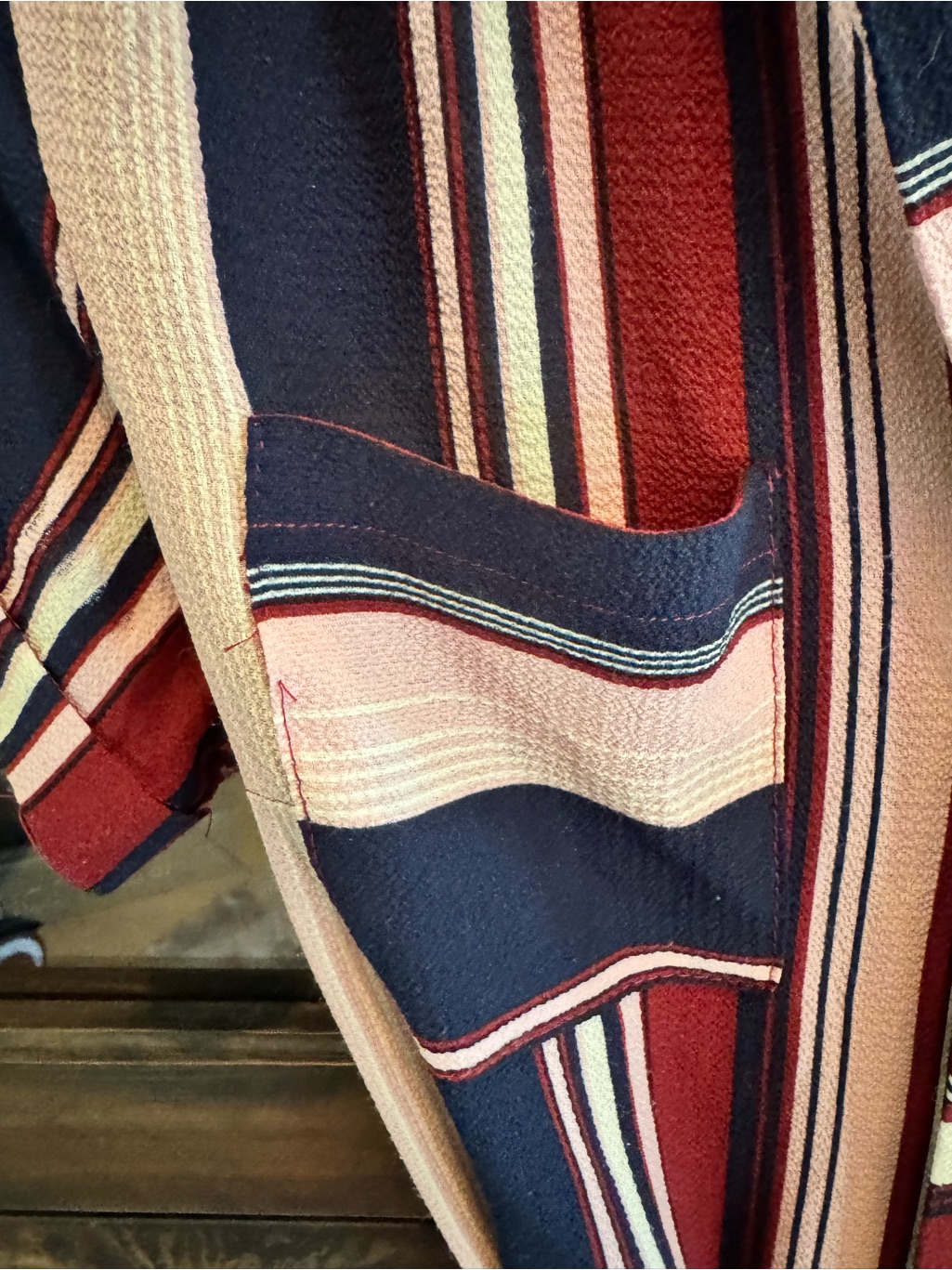 Monteau Red, Navy & Cream Striped Button-Front Jumpsuit — image 6 of 7